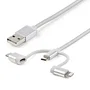 StarTech.com Cable Multicarga 3 en 1 Lightning, USB-C y Micro-USB, 1m, Plata