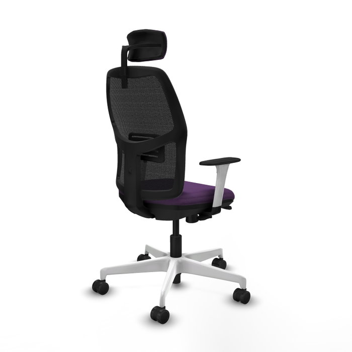 Silla de escritorio reclinable Alfera la opción perfecta para largas horas de trabajo con respaldo fijo, apoyo lumbar regulable, cabecero regulable y brazos blancos