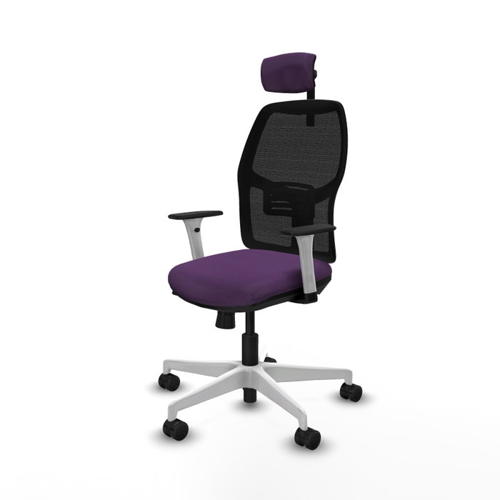 Silla de escritorio reclinable Alfera la opción perfecta para largas horas de trabajo con respaldo fijo, apoyo lumbar regulable, cabecero regulable y brazos blancos