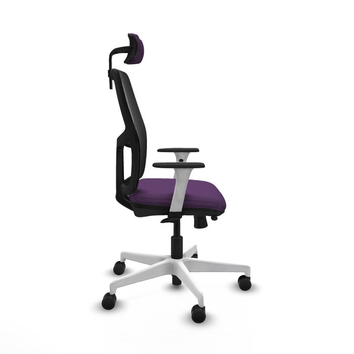 Silla de escritorio reclinable Alfera la opción perfecta para largas horas de trabajo con respaldo fijo, apoyo lumbar regulable, cabecero regulable y brazos blancos
