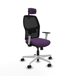 PIQUERAS Y CRESPO Silla de escritorio Alfera Morada con brazos blancos