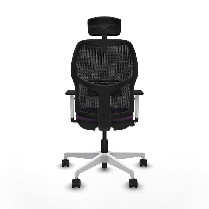 Silla de escritorio reclinable Alfera la opción perfecta para largas horas de trabajo con respaldo fijo, apoyo lumbar regulable, cabecero regulable y brazos blancos
