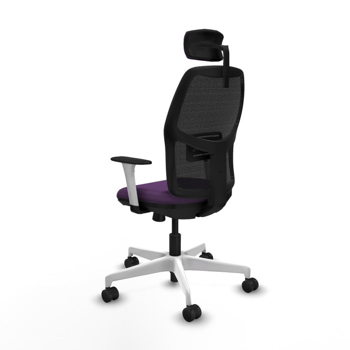 Silla de escritorio reclinable Alfera la opción perfecta para largas horas de trabajo con respaldo fijo, apoyo lumbar regulable, cabecero regulable y brazos blancos