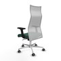 PIQUERAS Y CRESPO Sillón Albacete con Mecanismo Sincro, Tela Verde Botella y Malla Blanca, Base Aluminio, Brazos 2D, Ruedas 65mm para Parqué