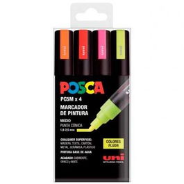POSCA Marcador PC-5M-4C No Permanente 1.8-2.5 mm Colores Surtidos Fluor -Estuche 4U-