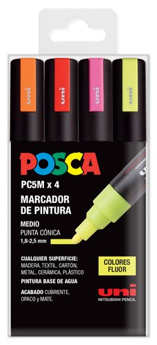 Uni-Ball Posca PC-5M Colores Fluorescentes Surtidos Estuche de 4 Uni-Ball Posca PC-5M Colores Fluorescentes Surtidos Estuche de 4