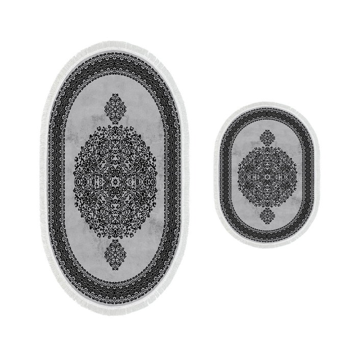 Mijölnir 410602 - O - Grey Juego de alfombras de baño de poliéster, color gris, 2 piezas (50x60 cm y 60x100 cm) Mijölnir 410602 - O - Grey Juego de alfombras de baño de poliéster, color gris, 2 piezas (50x60 cm y 60x100 cm)
