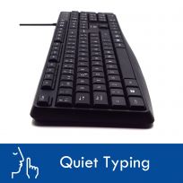 Ewent EW3001 - Teclado USB Silencioso para Oficina y Hogar con Layout QWERTY Español, 104 Teclas Incluyendo Teclado Numérico y Cable 1.35m