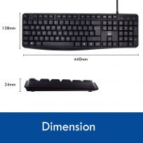 Ewent EW3001 - Teclado USB Silencioso para Oficina y Hogar con Layout QWERTY Español, 104 Teclas Incluyendo Teclado Numérico y Cable 1.35m
