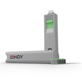 Lindy Bloqueador de Puerto USB Type C con Llave - Pack de 4 Bloqueadores Verdes