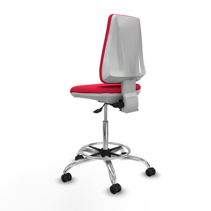 PIQUERAS Y CRESPO Taburete Elche blanco AS con acabado Bali rojo y base cromada
