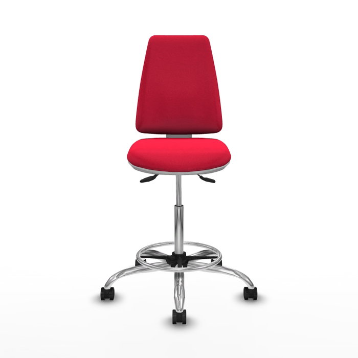 PIQUERAS Y CRESPO Taburete Elche blanco AS con acabado Bali rojo y base cromada