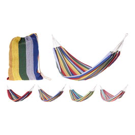 Basics Hamaca de Polialgodón con Bolsa de Transporte, 200 x 100 cm, Soportes 110 kg, Cuerdas Crudo, Colores Surtidos