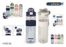 Bewinner Botella Sport Agua Transparente 900 ml (Ancho: 8.1 cm, Alto: 27.1 cm) (12 Unidades)
