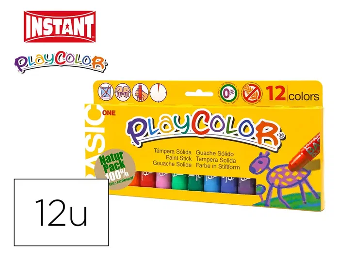 Playcolor Témperas Sólidas Basic One Estuche de 12 Colores Surtidos