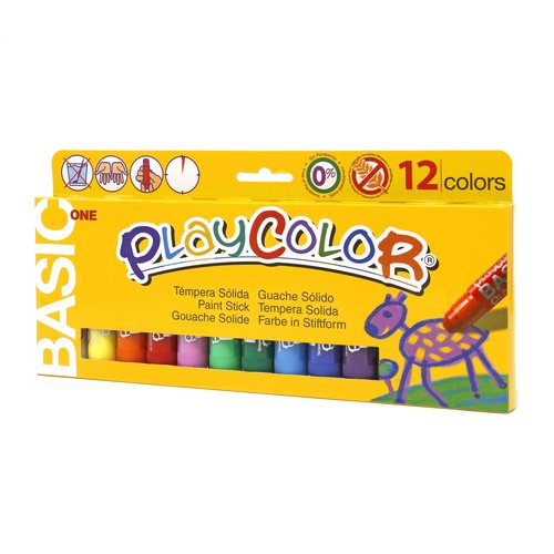 Playcolor Témperas Sólidas Basic One Estuche de 12 Colores Surtidos