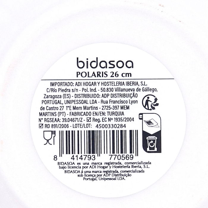 Plato Risotto Porcelana Polaris Hydrozero Bidasoa 26 cm