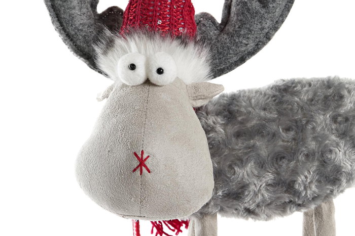 DKD Home Decor Figura Navidad Tradicional Reno Gris Rojo Blanco Poliester 16 x 50 x 22 cm