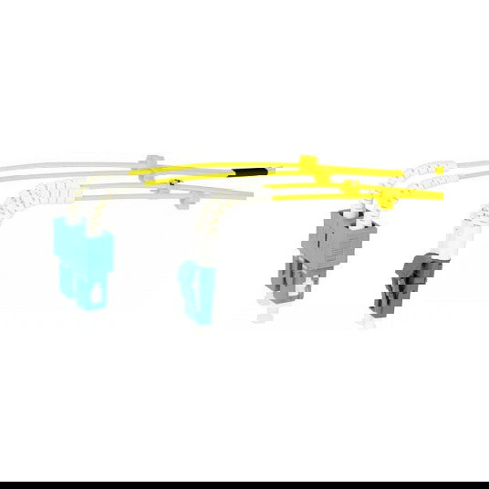 Synergy21 Cable de Fibra Óptica Monomodo OS2, 5 m, Conectores 2x LC a 2x SC, 9/125 um, G657.A2, 2 mm, Bidireccional, Azul/Blanco/Amarillo, S217035