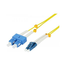 Synergy21 Cable de Fibra Óptica Monomodo OS2, 5 m, Conectores 2x LC a 2x SC, 9/125 um, G657.A2, 2 mm, Bidireccional, Azul/Blanco/Amarillo, S217035