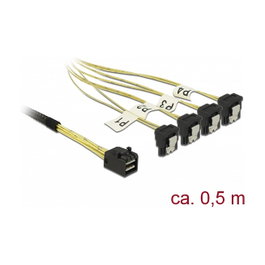DeLOCK Cable Mini SAS HD SFF-8643 a 4 x SATA 7 pin angulado 0,5 m