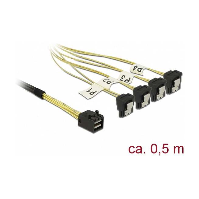 DeLOCK 85684 Cable Mini SAS HD SFF-8643 a 4 x SATA 7 Pin Angular 0,5 m DeLOCK 85684 Cable Mini SAS HD SFF-8643 a 4 x SATA 7 Pin Angular 0,5 m