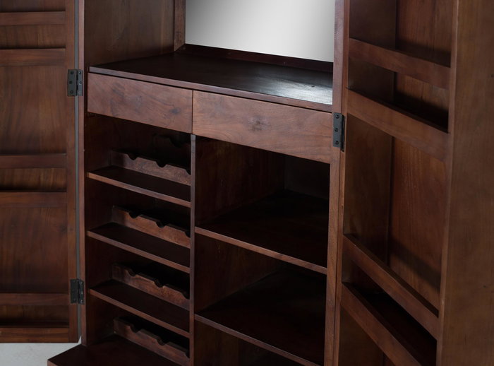 GINER Y COLOMER Mueble Bar de Madera de Mango y Metal 179 cm Alto, 2 Puertas, Color Cerezo