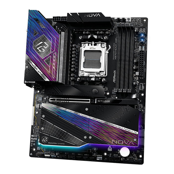 ASRock X870 Nova WiFi AM5 ATX Motherboard - AMD X870 Chipset, Socket AM5, DDR5 8400MHz, 5GbE LAN, WiFi 7, Bluetooth 5.4, USB4, M.2, HDMI, 256GB Max