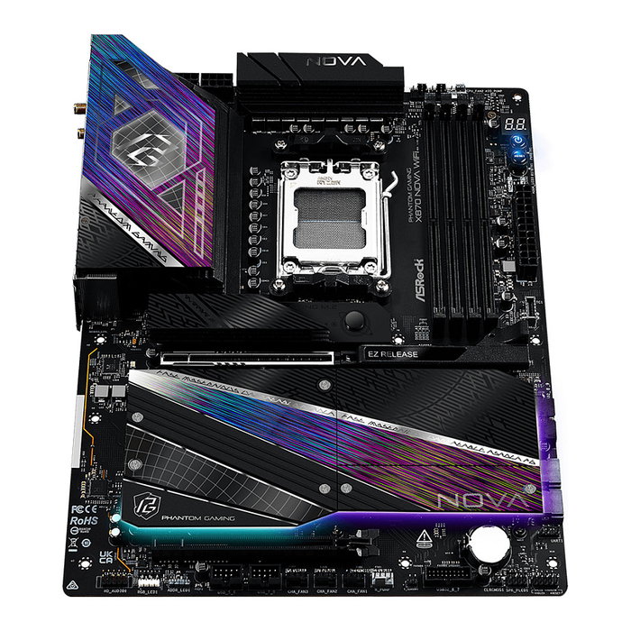 ASRock X870 Nova WiFi AM5 ATX Motherboard - AMD X870 Chipset, Socket AM5, DDR5 8400MHz, 5GbE LAN, WiFi 7, Bluetooth 5.4, USB4, M.2, HDMI, 256GB Max