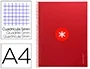 Antartik Cuaderno espiral micro A4 tapa forrada 80 hojas 90 gr cuadro 5mm banda 4 taladros frambuesa