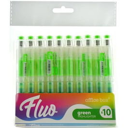 OFFICE BOX Marcador Fluorescente Fluo Recargable Verde Pack 10 Unidades