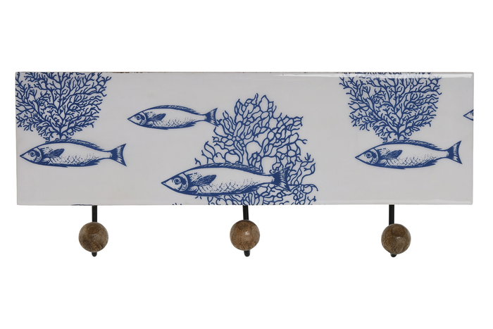 DKD Home Decor Perchero Mediterraneo Sardinas 25 Blanco, Azul y Natural Mango Lacado 38 x 5 x 18 cm (2 Unidades) DKD Home Decor Perchero Mediterraneo Sardinas 25 Blanco, Azul y Natural Mango Lacado 38 x 5 x 18 cm (2 Unidades)