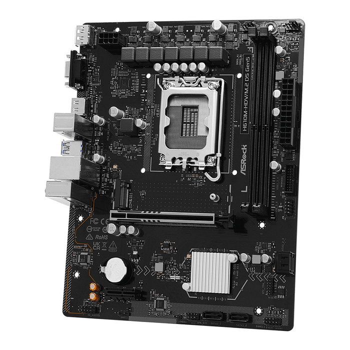 ASRock H610M-HDV/M.2 D5 Gen5 LGA 1700 mATX - Placa Base Intel H610, Compatible con Intel Core 12th-14th Gen, 2x DDR5, M.2, PCIe 5.0, Retail ASRock H610M-HDV/M.2 D5 Gen5 LGA 1700 mATX - Placa Base Intel H610, Compatible con Intel Core 12th-14th Gen, 2x DDR5, M.2, PCIe 5.0, Retail