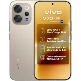 Vivo V70 Smartphone 8GB RAM 512GB 6.59" Pantalla AMOLED 120Hz 5G Cámara ZEISS 50MP Batería 6500mAh Carga 90W IP68 Gris Alpine Gray