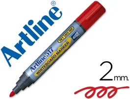 Artline ek-517 Rotulador para Pizarra Blanca, Punta Redonda 2 mm, Tinta de Bajo Olor, Color Rojo