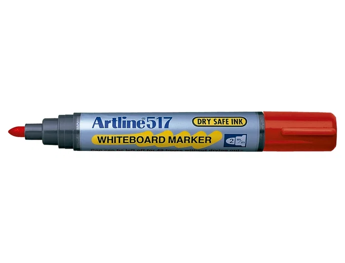 Artline ek-517 Rotulador para Pizarra Blanca, Punta Redonda 2 mm, Tinta de Bajo Olor, Color Rojo