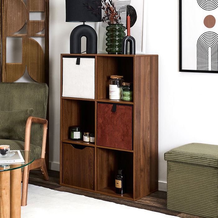 Home Deco Factory Estantería Tiffany Con 6 Compartimentos Colección Cocooning 66,6x31,8x97,8cm