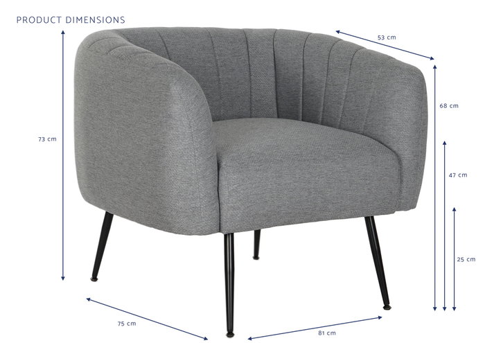 DKD Home Decor Sillón Scandi Gris Negro 81x75x73 cm