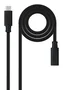 Nanocable 10.01.4501-L150 - Cable USB-C Macho a Hembra 3.2 Gen 2x2 20Gbps 100W para Carga y 4K/60Hz, 1.5 Metros, Negro, Prolongador