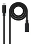 Nanocable 10.01.4501-L150 - Cable USB-C Macho a Hembra 3.2 Gen 2x2 20Gbps 100W para Carga y 4K/60Hz, 1.5 Metros, Negro, Prolongador