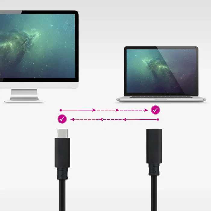 Nanocable 10.01.4501-L150 - Cable USB-C Macho a Hembra 3.2 Gen 2x2 20Gbps 100W para Carga y 4K/60Hz, 1.5 Metros, Negro, Prolongador