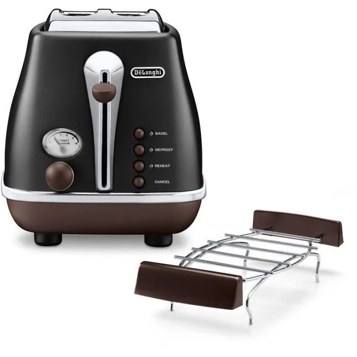 De'Longhi Tostadora CTOV2103.BK 900W 2 ranuras Negro mate Chocolate