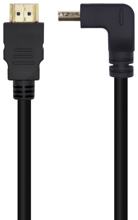 Aisens Cable HDMI V2.0 Acodado Premium 4K@60Hz 18Gbps 1.0m Negro