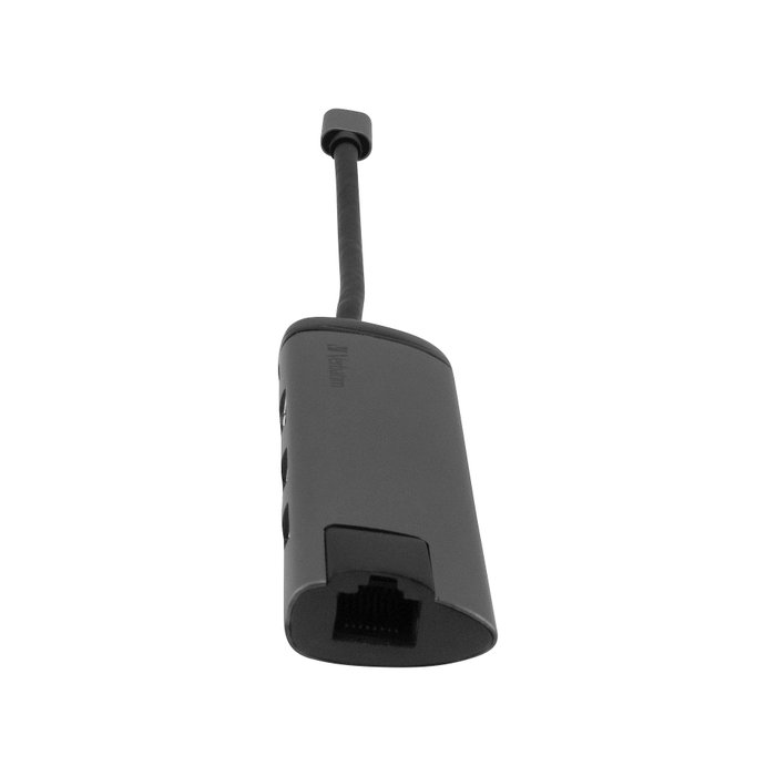 Verbatim Hub USB-C Multiport con HDMI 4K, Ethernet y USB 3.0, Negro/Plata