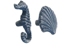 DKD Home Decor Pomo Mediterraneo Azul Hierro Colado 3 x 8 x 4 cm (12 Unidades)