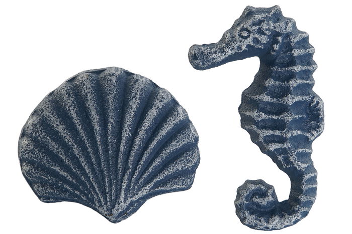 DKD Home Decor Pomo Mediterraneo Azul Hierro Colado 3 x 8 x 4 cm (12 Unidades)