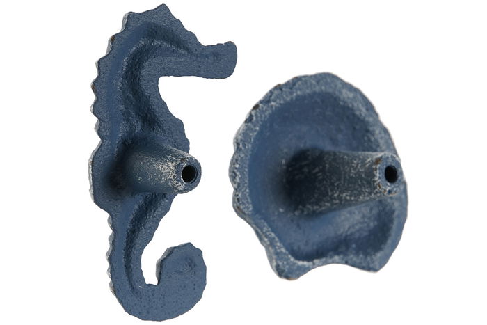 DKD Home Decor Pomo Mediterraneo Azul Hierro Colado 3 x 8 x 4 cm (12 Unidades)