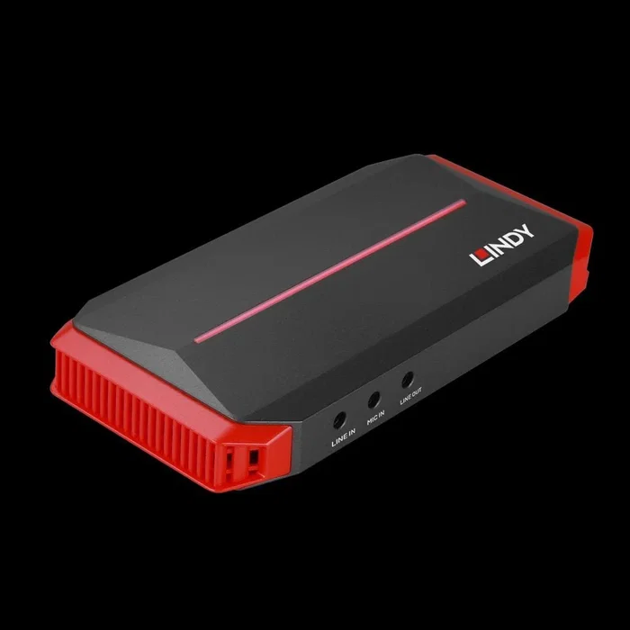 Lindy 43377 Tarjeta de Captura de Vídeo HDMI 4K 3840x2160 a USB Tipo-C, USB 3.2 Gen 1, 18 Gbit/s, HDR, Color Gris/Rojo