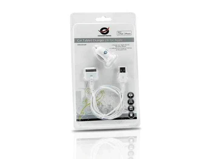 Conceptronic CUSBCAR2ASET Cargador de Coche Blanco con 2 Puertos USB Conceptronic CUSBCAR2ASET Cargador de Coche Blanco con 2 Puertos USB