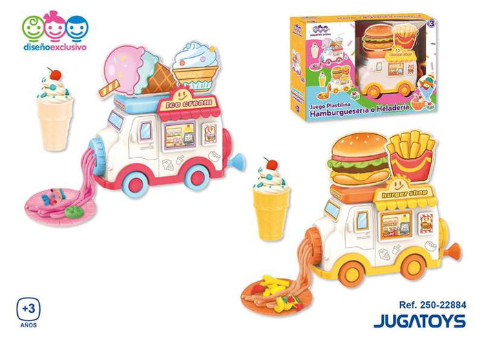 Jugatoys - pequeñ@sartistas Juego de plastilina Hamburguesería o Heladería (Food Truck) y accesorios - Modelos surtidos